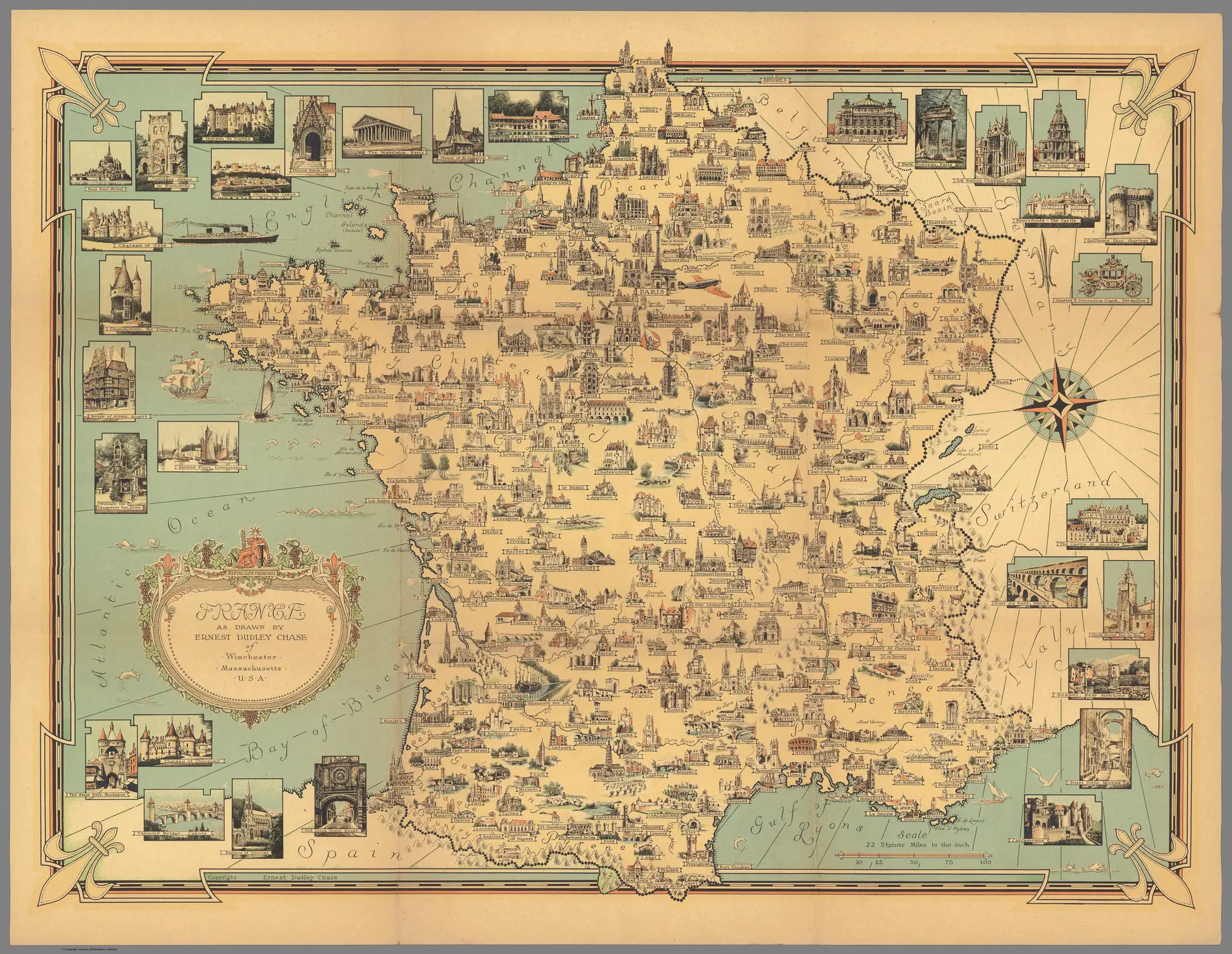Antique Continental Town Map